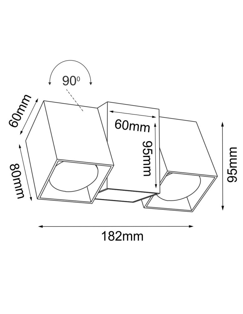 Spotlight ceiling lamps - Brosline Spotlight Cube 2 - Black (95 mm) 2294 - product kolory-swiatla.pl 2