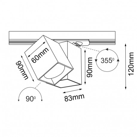 Brosline Spot Cube track 1 - Biały - Szynoprzewód 1F 230V 6261