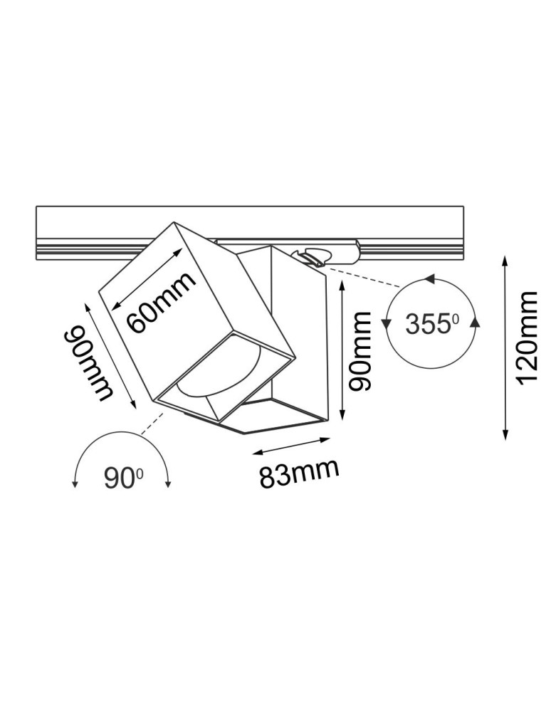 Lamps for 1 phase busbars - Brosline Spot Cube track 1 - White - Rail 1F 230V 6261 - product kolory-swiatla.pl 2