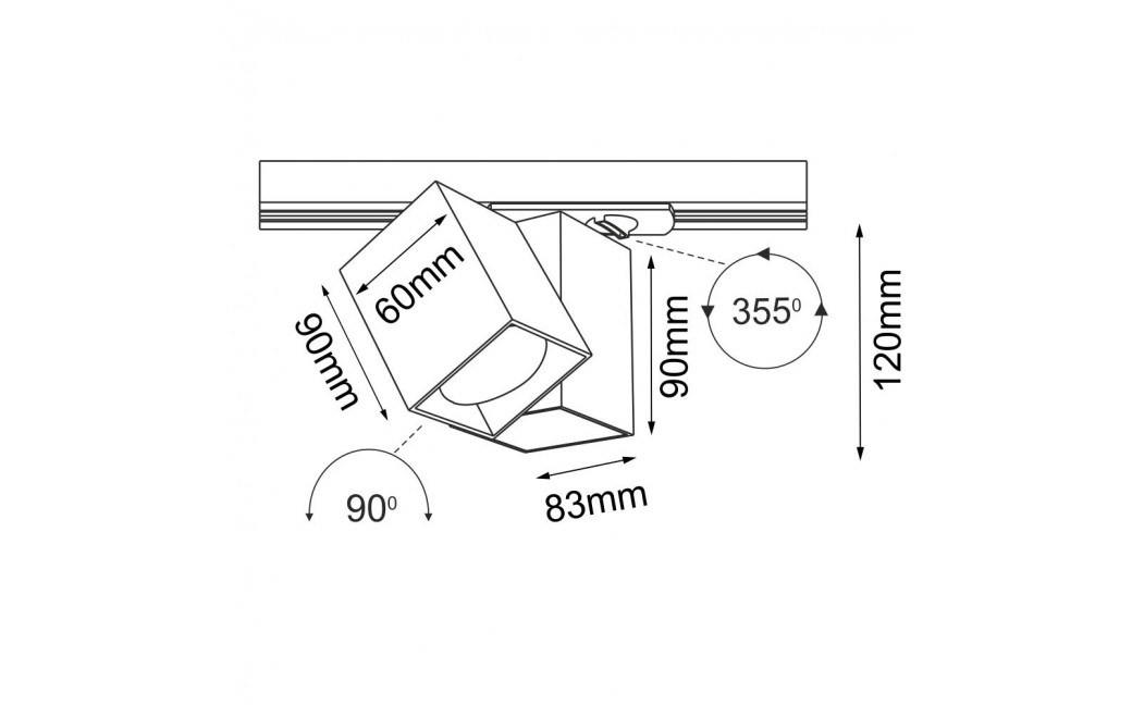 Brosline Spot Cube track 1 - Biały - Szynoprzewód 1F 230V 6261