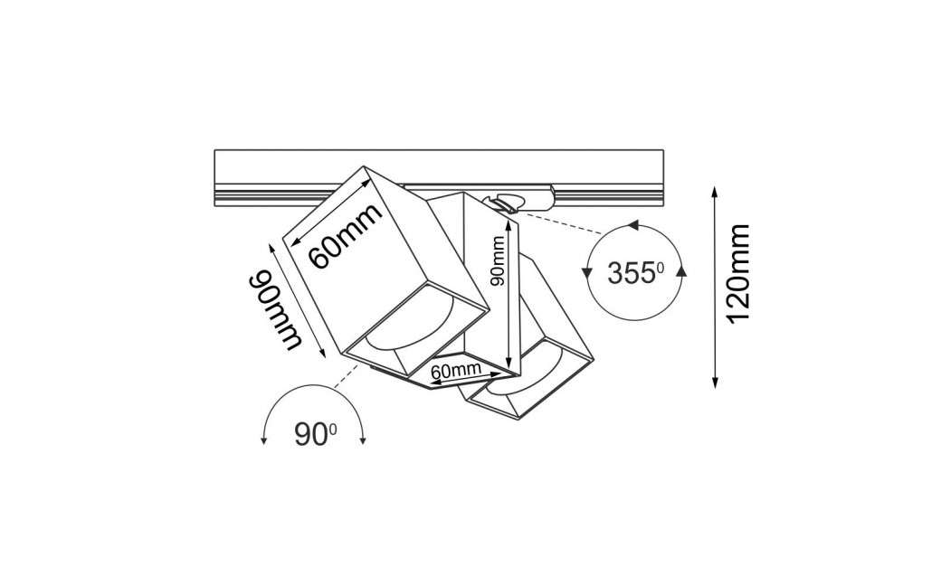 Brosline Spot Cube Track 2 - Biały - Szynoprzewód 1F 230V 6263