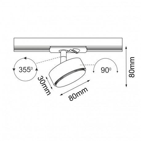 Brosline Spot Drop track - Czarny - Szynoprzewód 1F 230V 6258