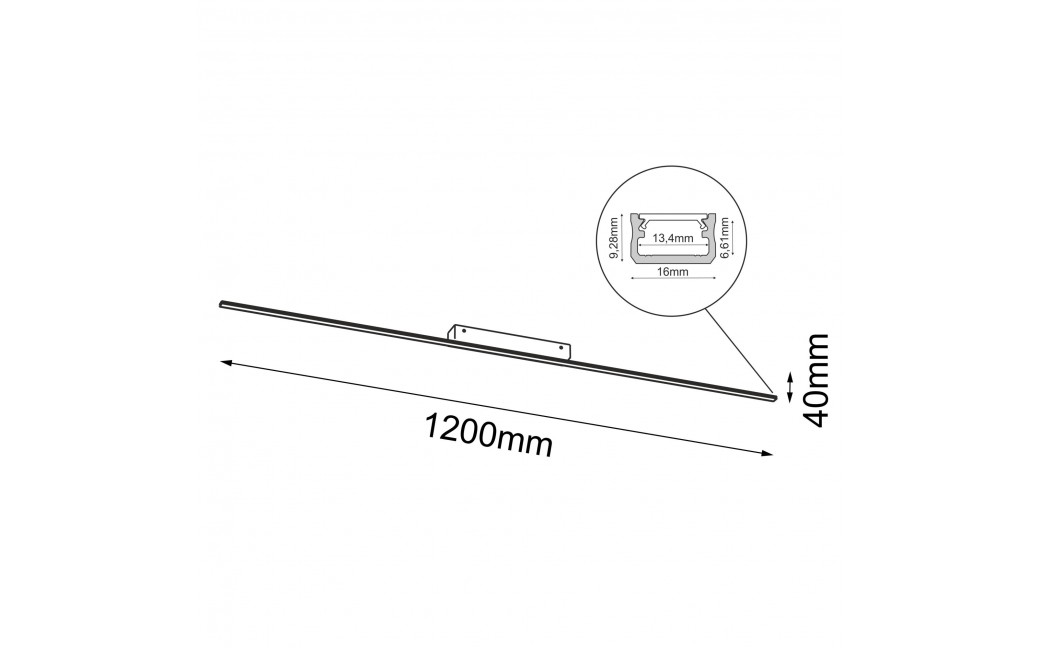 Brosline Plafon Slim C - Czarny (1200 mm) 3000K 1289