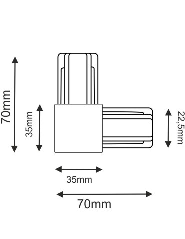Brosline Łącznik L szynoprzewodu natynkowego 1F 230V - Czarny 6306 - produkt 2
