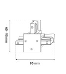 Accessories for 1 phase busbars - Brosline flush-mounted rail T-connector 1F 230V - Black 6347 - product 2