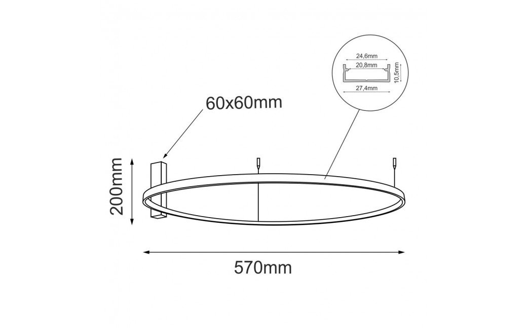 Shilo Plafon Agari 57 - Czarny (570 mm) 3000K 1330