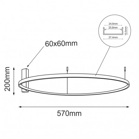 Shilo Plafon Agari 57 - Czarny (570 mm) 4000K 1332