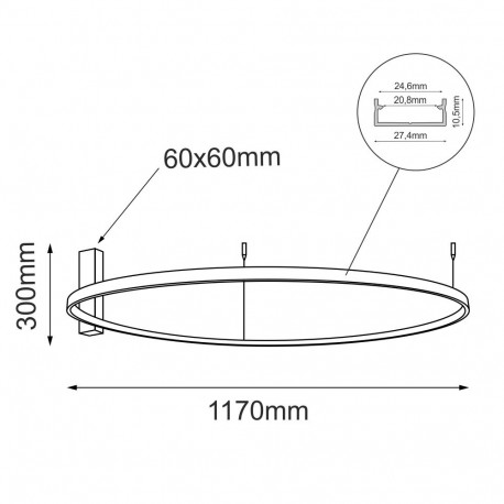 Shilo Plafon Agari 117 - Czarny (1170 mm) 3000K 1350