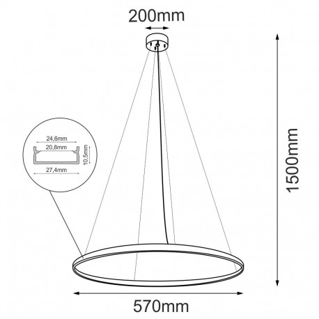 Shilo Lampa wisząca Agari 57 - Czarna (570 mm) 3000K 5320