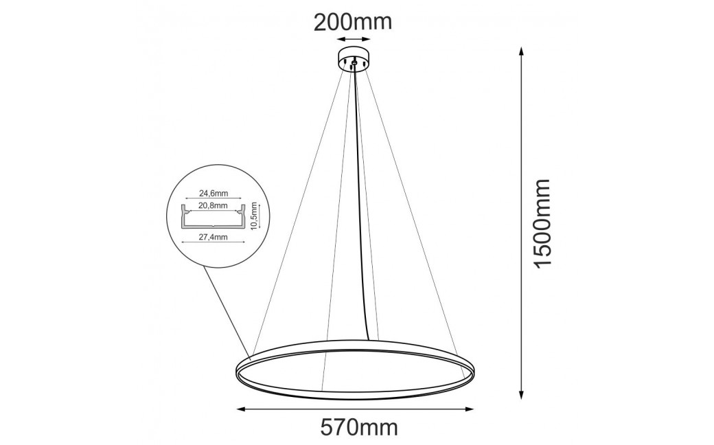 Shilo Lampa wisząca Agari 57 - Czarna (570 mm) 3000K 5320