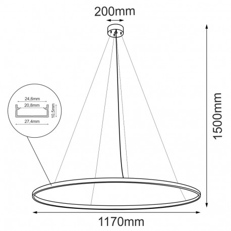Shilo Lampa wisząca Agari 117- Złota (1170 mm) 4000K 5345