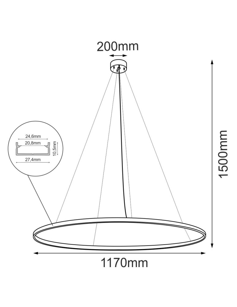 Pendant lamps circles - Shilo Pendant lamp Agari 117- Gold (1170 mm) 4000K 5345 - product kolory-swiatla.pl 2