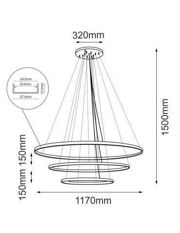 Shilo Lampa wisząca Agari Multi 3 117-87-57 - Czarna (1170 mm) 3000K 5430 - produkt 2