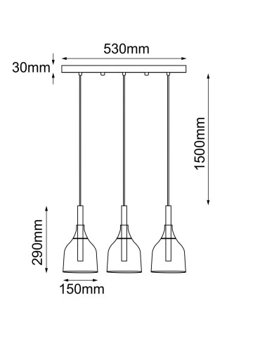 Shilo Lampa wisząca Botor 3 - Czarna (530 mm) 5096 - produkt 2