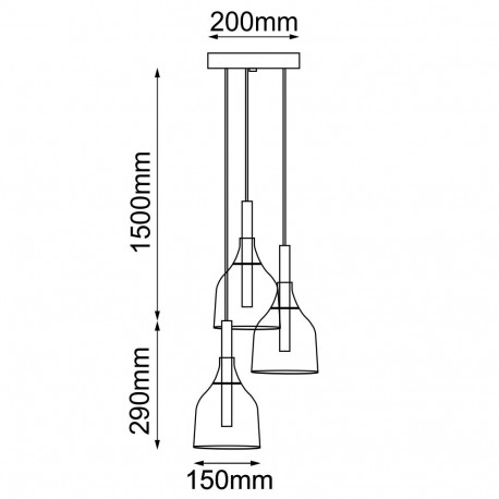 Shilo Lampa wisząca Botor O 3 - Czarna (200 mm) 5097