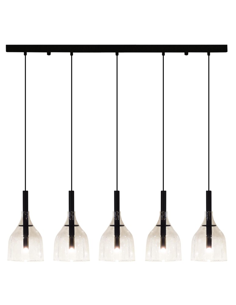 Pendant lamps on a strip - Shilo Pendant lamp Botor 5 - Black (910 mm) 5098 - product kolory-swiatla.pl 1