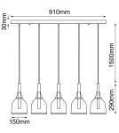 Pendant lamps on a strip - Shilo Pendant lamp Botor 5 - Black (910 mm) 5098 - product 2