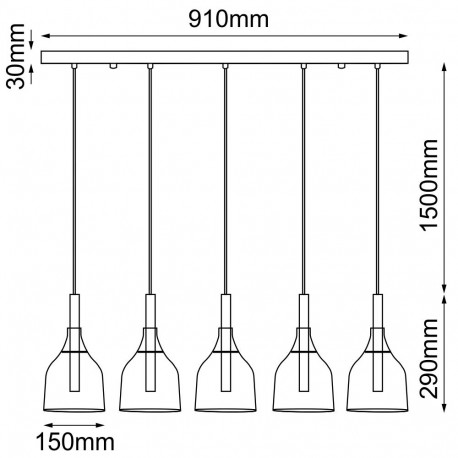 Shilo Lampa wisząca Botor 5 - Czarna (910 mm) 5098