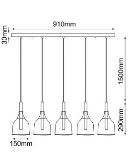 Shilo Lampa wisząca Botor 5 - Czarna (910 mm) 5098 - produkt 2