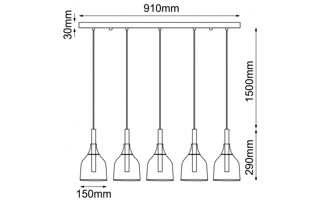 Shilo Lampa wisząca Botor 5 - Czarna (910 mm) 5098