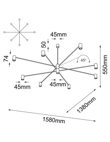 Shilo Lampa wisząca Dakata 8 - Czarna 5640 - produkt 2