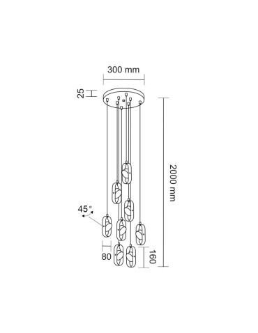 Shilo Lampa wisząca Furoku 8 - Czarna 4000K 8539 - produkt 2