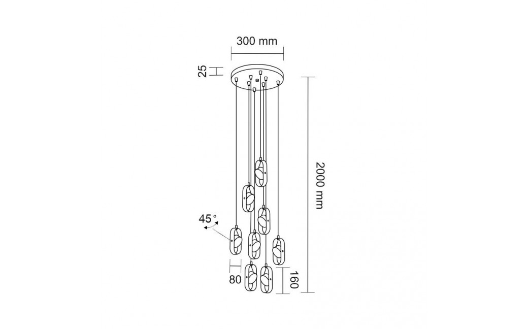 Shilo Lampa wisząca Furoku 8 - Czarna 4000K 8539