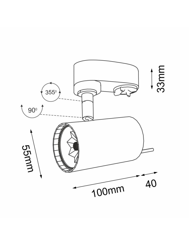 Lamps for 3-phase busbars - Shilo Spot Fussa T R1 - Black - Rail 3F 230V 6633 - product kolory-swiatla.pl 2