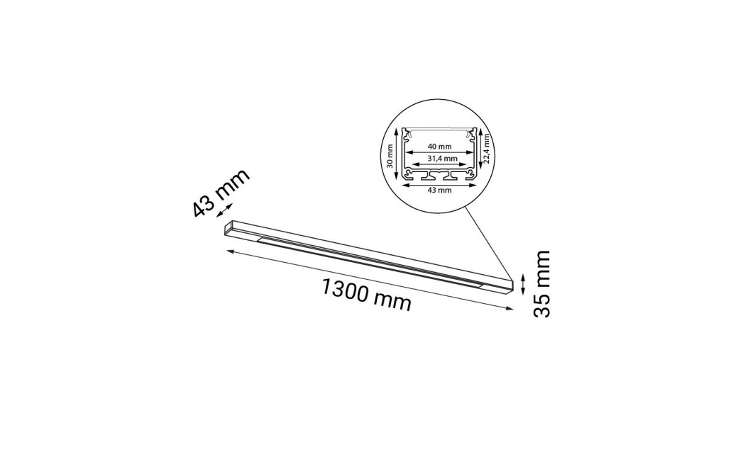 Shilo Plafon Hakoda - Czarny (1300 mm) 3000K 1956