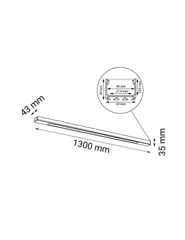 Shilo Plafon Hakoda - Czarny (1300 mm) 4000K 8654 - produkt 2