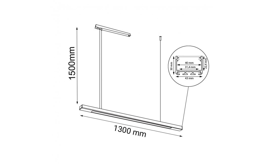 Shilo Lampa wisząca Hakoda - Czarna (1300 mm) 4000K 8656