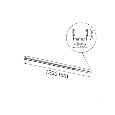 Shilo Plafon Hiate Line - Czarny (1200 mm) 3000K 1808