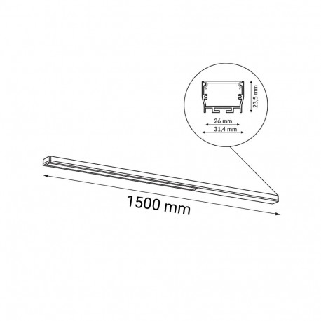 Shilo Plafon Hiate Line - Czarny (1500 mm) 3000K 1812