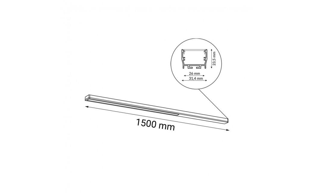 Shilo Plafon Hiate Line - Czarny (1500 mm) 3000K 1812