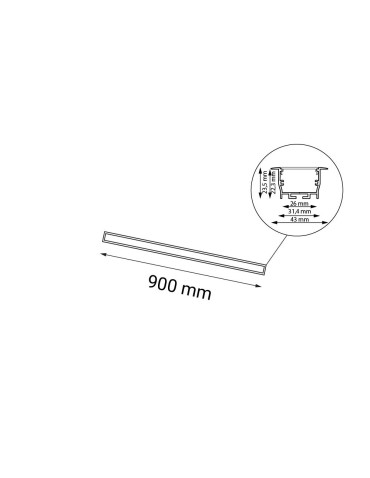Shilo Lampa wpuszczana Hiate Line - Czarna (900 mm) 4000K 1826 - produkt 2