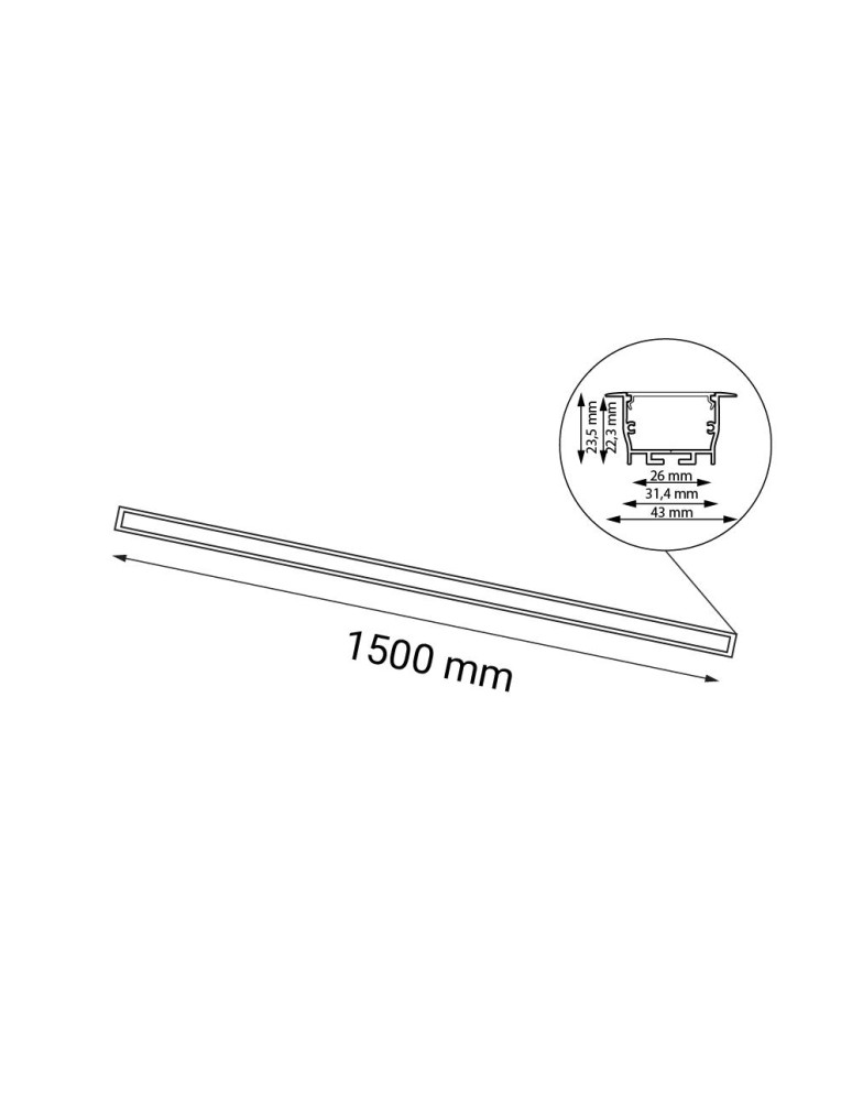 Flush-mounted linear lamps - Shilo Hiate Line Recessed Lamp - Black (1500 mm) 3000K 1832 - product kolory-swiatla.pl 2