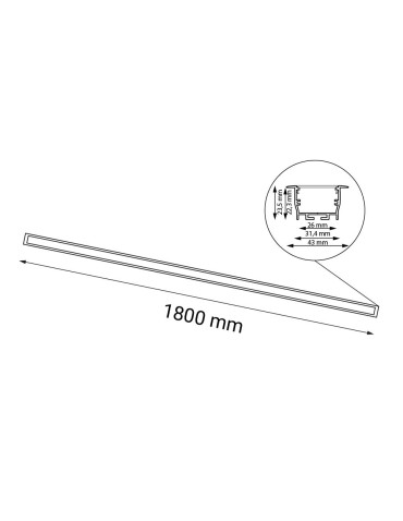 Shilo Hiate Line Recessed Lamp - Black (1800 mm) 3000K 1836 - product 2