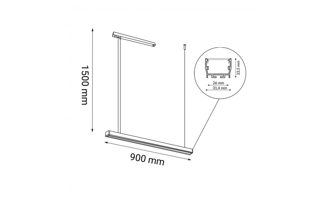 Shilo Lampa wisząca Hiate Line - Czarna (900 mm) 4000K 1846