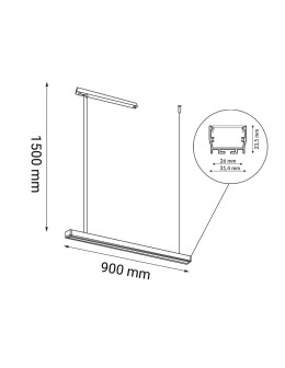 Shilo Lampa wisząca Hiate Line - Biała (900 mm) 4000K 1847 - produkt 2
