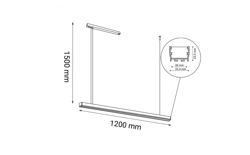 Shilo Lampa wisząca Hiate Line - Czarna (1200 mm) 3000K 1848