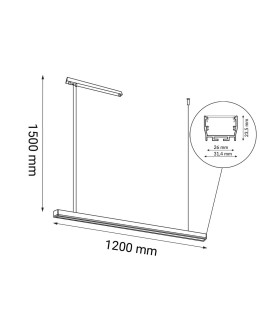 Shilo Hiate Line Pendant Lamp - Black (1200 mm) 4000K 1850 - product 2
