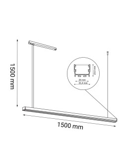 Shilo Hiate Line Pendant Lamp - Black (1500 mm) 3000K 1852 - product 2