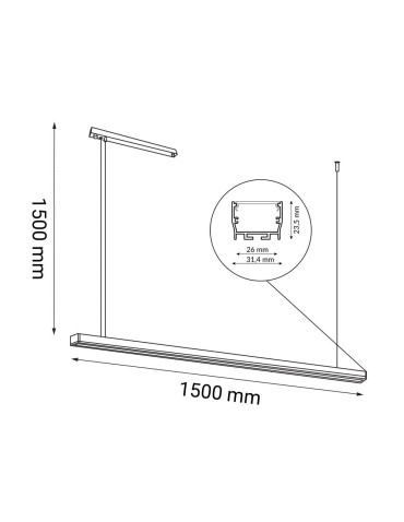 Shilo Lampa wisząca Hiate Line - Czarna (1500 mm) 4000K 1854 - produkt 2