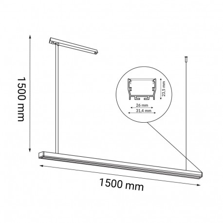 Shilo Lampa wisząca Hiate Line - Biała (1500 mm) 4000K 1855