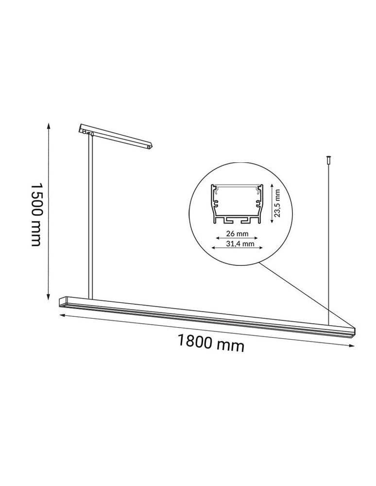 Pendant lamps over desk - Shilo Hiate Line Pendant Lamp - Black (1800 mm) 3000K 1856 - product kolory-swiatla.pl 2