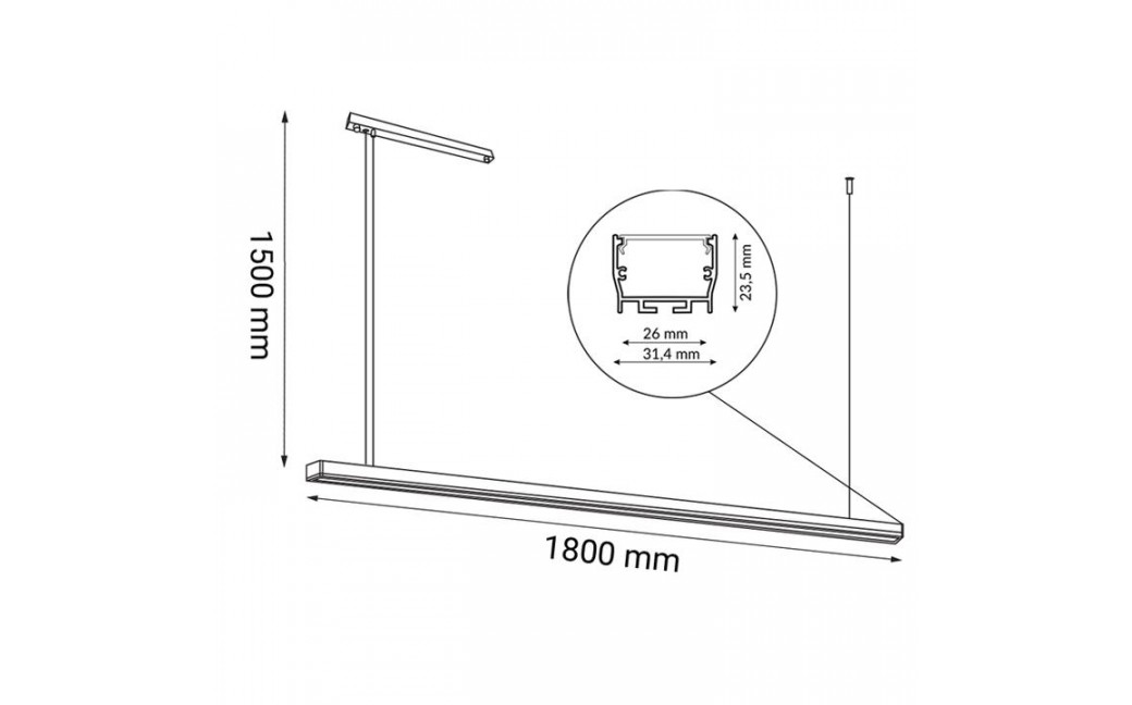 Shilo Lampa wisząca Hiate Line - Czarna (1800 mm) 3000K 1856