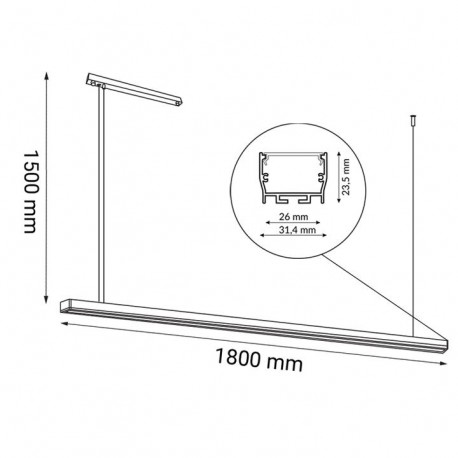 Shilo Lampa wisząca Hiate Line - Biała (1800 mm) 3000K 1857