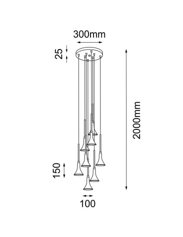 Shilo Lampa wisząca Kanzaki 8 - Czarna (300 mm) 4000K 8533 - produkt 2