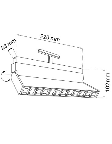 Shilo Spot magnetyczny Komatsu dot move - Czarny - 48V 12W 960lm (220 mm) 3000K 6498 - produkt 2