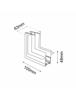 Shilo Łącznik L podtynkowy ściana - sufit szynoprzewodu magnetycznego Komatsu 48V - Czarny 6513 - produkt 2